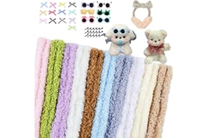 MIYUANGKJ 46 limpiadores de pipas para manualidades, 10 colores, 100 cm x 3 cm de grosor, alambre de felpilla rizado, alambre para manualidades con mini nariz y ojos, vasos para proyectos creativos de bricolaje