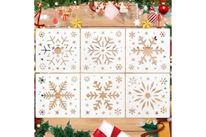 FainFun Stencil Natale Piccoli, 9 Pezzi Fiocco di Neve Grande, Modello per Natale, Inverno, Vacanze, Porte e Finestre, Biglietti di Auguri, Scrapbooking 20*20cm(A)