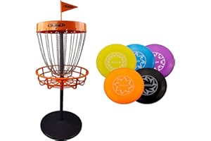 Guru Disc Golf Mini Basket Set, Panier de Golf avec 5 Mini Disques, Frisbee Golf pour Intérieur et Extérieur