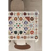 Viva Home Washable Stain Resistant Stain Resistant Thai Feather Velvet Fabric Ethnic Pattern Tablecloth Mso357, Multi Color, 140 X 100