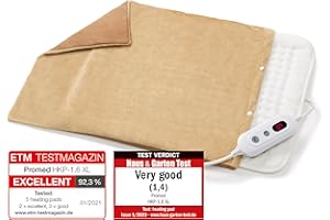 Promed HKP Cuscino Termico - Cuscino Elettrico Riscaldante - Protezione da Surriscaldamento - Spegnimento Dopo 90 Mn - XL Turbo Riscaldante da 100W - 6 Livelli di Calore - Federa Rimovibile - 46x35cm