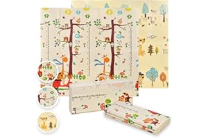 MS Trendy Mata do gier dla dzieci 180x200 cm - Dwustronna, bardzo wyściełana mata (1 cm grubości), składana i torba do przenoszenia