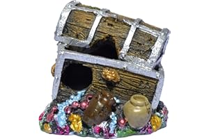 Supa Treasure Chest Aquarium/Fish Tank Ornament, Realistic Detail, Approx. 6cm(L) x 7.5cm(W) x 6.5cm(H).