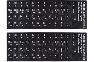 CASEBUY Koreanische Tastatur-Aufkleber - Koreanisch-Englische Tastatur-Buchstaben, Ersatzaufkleber mit Weißer Schrift auf Schwarzem Hintergrund für Computer, Laptop und Desktop
