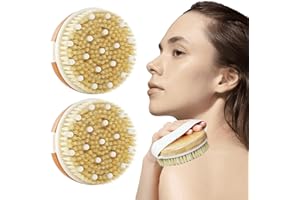 DWDHYEAN 2 Pièces Brosse pour le Corps Brosse Corps Dry Brush Brosse à sec pour le Corps Exfoliant bio et Brosse de Massage Éliminer Cellulite et Brossage a sec Drainage Lymphatique.