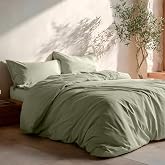 Duvet Cover Set for 150/160 cm Bed, Smooth 100% Cotton, Duvet Cover 240 x 220 cm and 2 Pillowcases, Breathable, Soft, Green