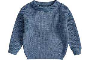 MAHUAOYIXI Baby Girls Boys Sweater Solid Color Long Sleeve Crew Neck Knit Pullover Warm Sweater Toddler Clothes Knitwear Baby Jumpers Tops Casual for Fall Winter