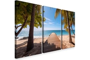 INTELIENZOS Cuadros Salon • Modernos • Lienzos decorativos • Decoración Pared • 120cm • Grande 3 piezas • Playa • Cuadro decorativo • Decoracion Dormitorios • Comedor • Oficina