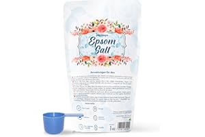 PLANTAWA Sel d'epsom 1KG | Sulfate de Magnésium Pur, Aromathérapie Apaisant, Bain Relaxant et Moussant, Sans Toxines ni Additifs, Bien-être et Sommeil Réparateur - Sans additifs, 100% naturel