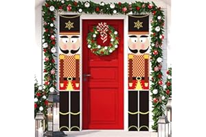 LUTAKU Nussknacker-Weihnachtsbanner, Dekorationen, Outdoor-Weihnachtsdekoration, Banner, Soldaten Modell, 2 Stück Nussknacker-Soldat-Banner für Haustür, Veranda, Kinderparty, Garten