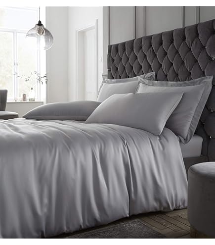Catherine Lansfield Hoogwaardig, gestreept satijnen laken, wit, single quilt