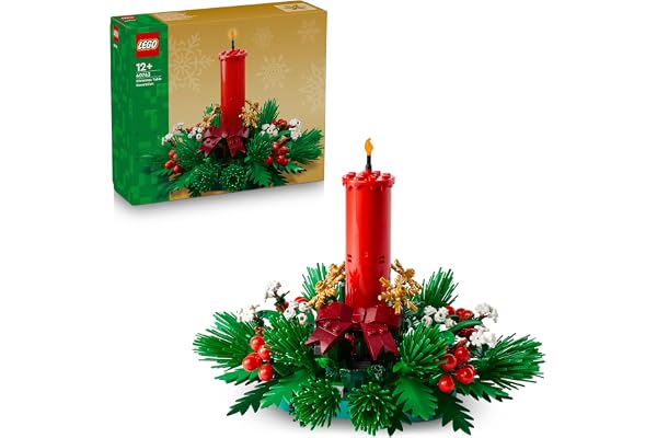 LEGO Centre de Table de Noël - Jouet avec Bougie, Baies Rouges, Étoiles Dorées & Feuillage - Décoration de Table - Activité en Famille - Cadeau Festif pour Ado Fille ou Garçon dès 12 Ans 40743