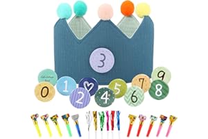 Aotfusd Geburtstagskrone Junge mädchen, krone geburtstag aus Musselin stoff mit Zahlen, kindergeburtstag deko mit Krone aus Zahlen von 0-9 für Geburtstag Party Deko