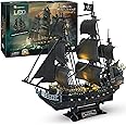 CubicFun Puzzle 3D LED 68 CM Black Pearl - Modello di barca della Queen Anne's Revenge, regalo di compleanno per adulti, 340 