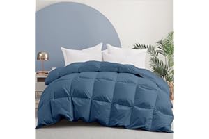 puredown Edredón Nórdico de Plumas, Edredón Cama 105/120, Todas Estaciones, Relleno Pluma y Plumón de Ganso Desde latitudes Altas, Ligero y Suave, 100% Algodón, Lavar a Maquina, 200x200cm, (Azul)