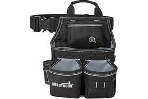 MELOTOUGH Electrician Tool Pouch with Belt,Tool Bag,13 Pockets Small Tool Pouch Designed for Electrician,Carpenter,Construction,Black