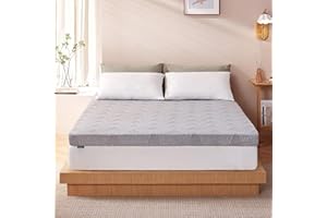 Bonnvia Mattress Topper Double Bed Thick, 4 Inch 10cm Mattress Topper Double Bed with Machine Washable Bamboo Fibre Cover