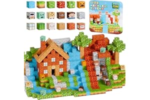 Pixel Cube 120 Magnetic Building Blocks Set - With Metal Travel Tin - Build-A-World Mine Blocks For Kids - Creative, Safe Magnetic Construction Toys - Aeroplane Activities Travel Toys