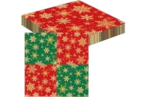 ATBEAMEN 20pcs Green Red Snow Paper Napkin 33x33CM,Soft Snow Disposable Luncheon Paper Party Serviettes Tableware for Christmas,Wedding,BBQ,Parties Dinner Red Green Serviettes Napkins