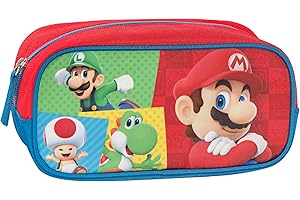 Franco Cosimo Panini Editore SUPER MARIO - Astuccio Scuola Ufficiale Super Mario, Astuccio Rettangolare Large, Ideale per Riporre la Cancelleria, con Pratica Chiusura a Zip, 22x11Hx8 cm