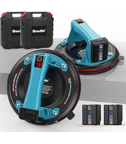Seesii Ventosa Elettrica Sollevamento 600LBS - 8 Pollici, 4 Batterie, Display Digitale Per Vetro, Granito, Metallo - Foto 5