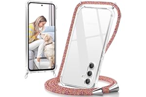 caslord Funda con Cuerda para Samsung Galaxy A54 5G, Trransparente TPU con Correa Colgante Ajustable Collar Correa de Cuello Cadena Cordón - Arcoiris Rojo