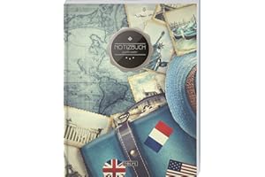 TULPE Punktraster Notizbuch A4 „C087 Auf Und Davon“ (140+ Seiten, Vintage Softcover, Punktkariertes Papier - Bullet Journal, Dickes Notizheft, ... Gepunktete Seiten, Dot Grid Notebook)