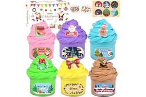 KelvSbem Christmas Slime Box - 6 Pack Butter Slime Kit for Kids Party Favors, Non-Sticky, Mess-Free, Stress Relief, Slime for Girls and Boys, Slime Party Bag Fillers Birthday/Xmas Eve Gifts for Kids