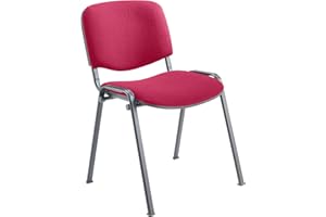 Office Hippo Heavy Duty Meeting Chair, Versatile & Robust Stackable Reception Chair, Office or Conference Chair With Strong Frame & Padded Durable Seat, Up To 115kg Weight - Claret Red/Black, 4 Pack