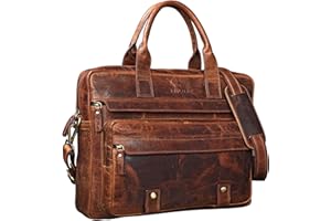 STILORD 'Leander' Grand Sac d'affaires en Cuir Besace pour Ordinateur Portable Sacoche à l'Épaule Serviette Bandoulière Unisexe Vintage, Couleur:Kara - Cognac