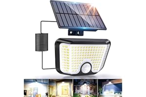 LaiTeny Solarlampen für Außen mit Bewegungsmelder, LED Solar Strahler Aussen Solar-Split Lampe, IP65 Wasserdichte Winterfest 270° Beleuchtungswinkel Aussenleuchte für Garten, Garage