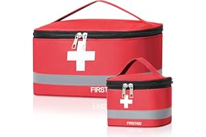Cozary 2 Pezzi Kit Pronto Soccorso Vuota, Grande & Piccolo Cassetta Pronto Soccorso, Impermeabile Porta Medicine da Viaggio, per Outdoor Viaggio Ufficio Casa