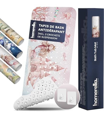 Tapis De Bain Antidérapant 100x40 Cm Pour Bébés Et Adultes - Antibactérien, 250 Ventouses, Lavable Machine, Crochet Inclus
