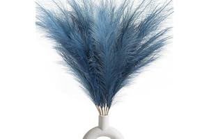 HANYUN Artificial Pampas Grass 7 Stems Height-40inch/100cm Tall Large Pampas Grass Vase Fake Pampas Grass Dried Flowers Decor For Home Wedding Flower Decor Artificial Flowers (Blue)