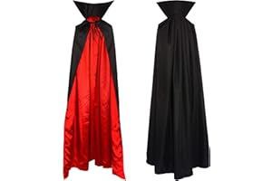 papapanda Vampir Umhang Stehkragen für Erwachsene Schwarz Rot 1,6m