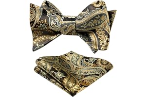 HISDERN Ensemble nœud papillon et mouchoir pour homme Motif floral et carré de poche pour fête de mariage