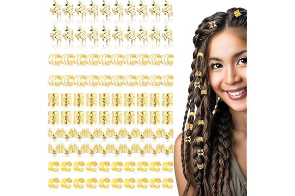 100 stycken Dreadlocks smycken hårsmycken guld hårringar justerbar gyllene hårsmycken för flätor hår smycken ringar för hår hårpärlor för klippning hår smycken accessoarer flätor festival