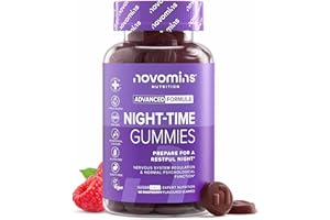 Night Time Gummies - Sugar-Free - Sleep Gummies for Adults - High Strength Natural Alternative to Melatonin Tablets - with Magnesium for Sleep, L-Theanine, Vitamin B12 - Novomins