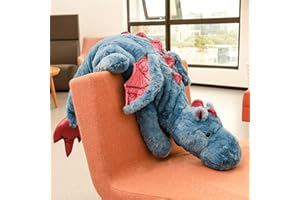 CBWERBB Dragon Stuffed Animals Plush Toys,Soft and Sturdy Stuffed Animals Toy Dino Pillows Anxiety Relief for Kids and Adults,Large Dinosaur Plush (Blue-130CM)