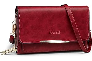 Roulens Mała torba na telefon crossbody dla kobiet, skóra PU, etui na karty, torebka i torebki, torba na ramię z regulowanym paskiem