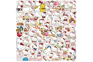 YANGSIW Lot de 100 autocollants Hello Kitty en vinyle découpés pour ordinateur portable, bouteille d'eau, scrapbooking, tablette, skateboard, intérieur/extérieur