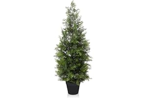 Fopamtri Plantas Artificiales Decorativas Cedar 90cm/3Ft Arbol Artificial Grande Coníferos Plastico UV Estable al Aire Libre Uso para Hogar Sala Balcón Jardín (1 Pieza)