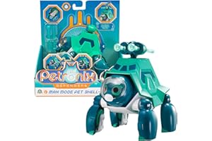 PETRONIX DEFENDERS Petronix - Mini Transform Pet Shell-E, juguete transformable de la serie de dibujos animados, pasa de mascota tortuga a vehículo, combinable con otros sets y figuras, niños +3 años, Famosa