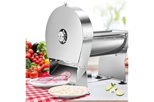 NEWTRY Disc Type Electric Slicing Machine 0~0.4" Adjustable for Fruit and Vegetable, Commercial Stainless Steel Slicer, High Productive for Catering Business Dishes Preparing (Manual&Electric)