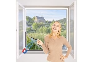 NeatiEase Mosquiteras para Ventanas Pantalla magnética ajustable y flexible de 100 x 130 cm, se adapta a cualquier tamaño más pequeño（Marco blanco, malla blanca）