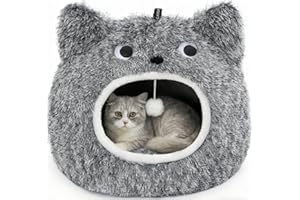 CATISM Cat Cave Bed - Washable Sleeping Place for Cats Plush Pet Cat Pillow House Cushion Fluffy Kitten Puppy Cuddly Bed Pet Bed