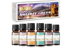 EUQEE Oli Essenziali per Diffusori, Set di Oli Essenziali Holiday Cheer, Olio Essenziale per Diffusori, Aromaterapia, Relax - 6 x 10 ml