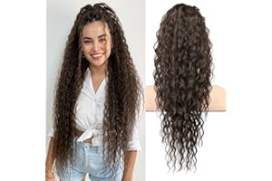‎FLUFYMOOZ FLUFYMOOZ Ponytail Extension Pferdeschwanz Verlängerung, 66 cm Pferdeschwanz Haarverlängerung im Bohemian-Stil mit Kordelzug für Frauen lockiger gewellter Pferdeschwanz(66 cm Dunkelschokoladenbraun)