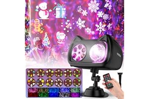 Lampe Projecteur LED Noël, Nacatin Effets HD 2 en 1 (40 motifs + 7 ondes Aurora) Étanche Projecteur Décoration Fête de Famille Noël Anniversaire Intérieur Extérieur (72 motifs + 10 vagues d'eau)
