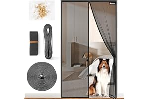 VITHOM Flammhemmend Fliegengitter Balkontür Magnet, Glasfasermaterial,90x220cm Stärkere Magneten Fliegengitter Tür,Fliegengittertüren Ohne Bohren, Insektenschutzgitter Für Balkontür/Terrassentür,Schwarz